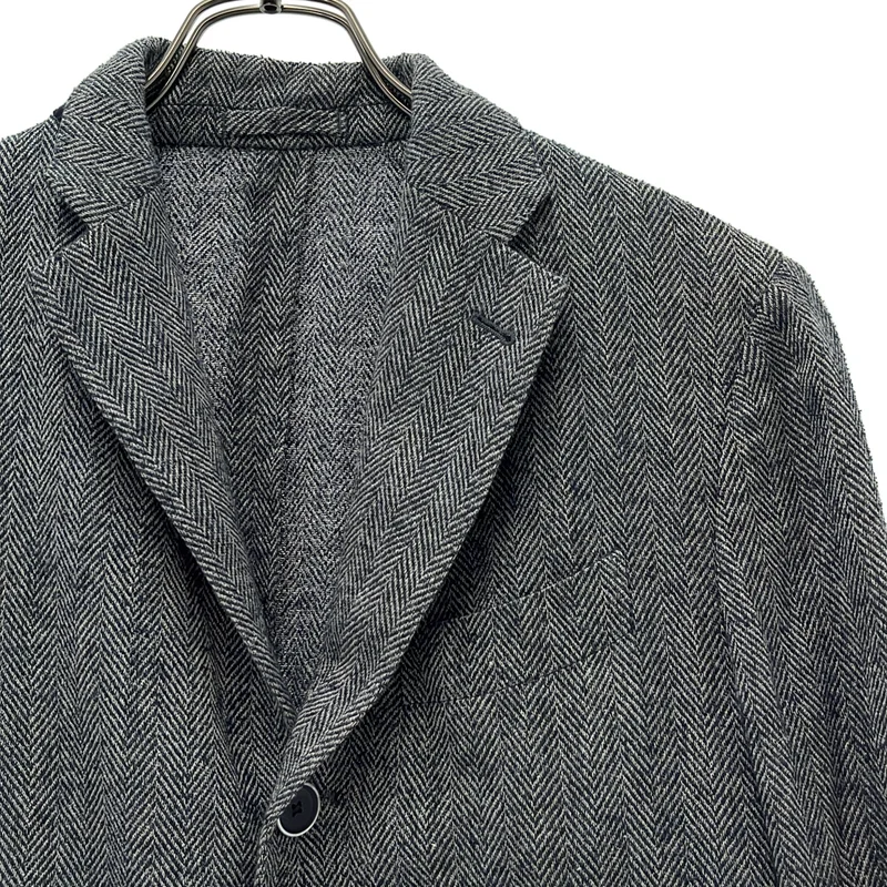 LARDINI / ラルディーニ | リネン ウール シルク混 ヘリンボーン テーラードジャケット | 46 | メンズ