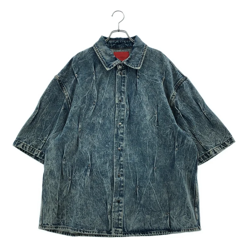 KUSIKOHC / クシコック | MULTI RIVET SHIRT SHORTSLEEVE マルチリベット デニム 半袖シャツ | M | メンズ