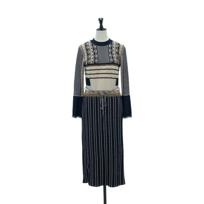 Mame Kurogouchi / マメクロゴウチ | PEDICEL JAQUARD KNIT DRESS ペディセル ジャガード ニットドレス | 1 | レディース