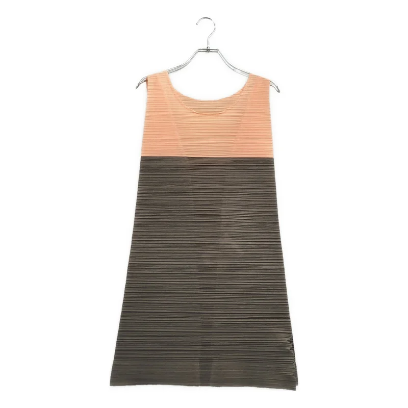 PLEATS PLEASE ISSEY MIYAKE / プリーツプリーズイッセイミヤケ | プリーツ バイカラー スリーブレス  ワンピース | 3 | レディース