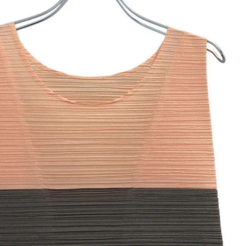 PLEATS PLEASE ISSEY MIYAKE / プリーツプリーズイッセイミヤケ | プリーツ バイカラー スリーブレス  ワンピース | 3 | レディース