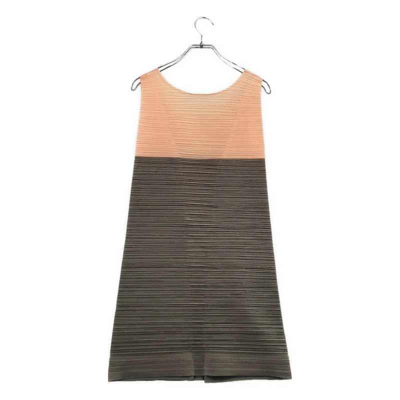 PLEATS PLEASE ISSEY MIYAKE / プリーツプリーズイッセイミヤケ | プリーツ バイカラー スリーブレス  ワンピース | 3 | レディース