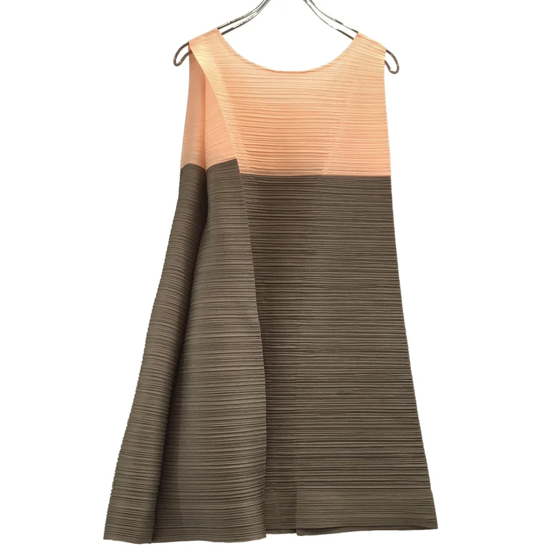 PLEATS PLEASE ISSEY MIYAKE / プリーツプリーズイッセイミヤケ | プリーツ バイカラー スリーブレス  ワンピース | 3 | レディース
