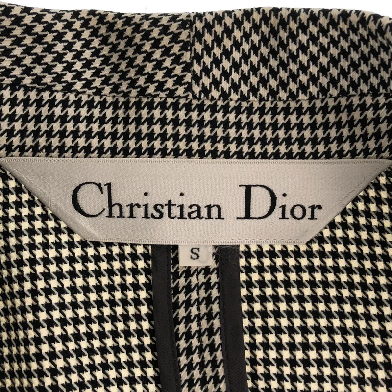 Christian Dior / クリスチャンディオール | コットン シルク 千鳥格子 半袖ジャケット | S | レディース