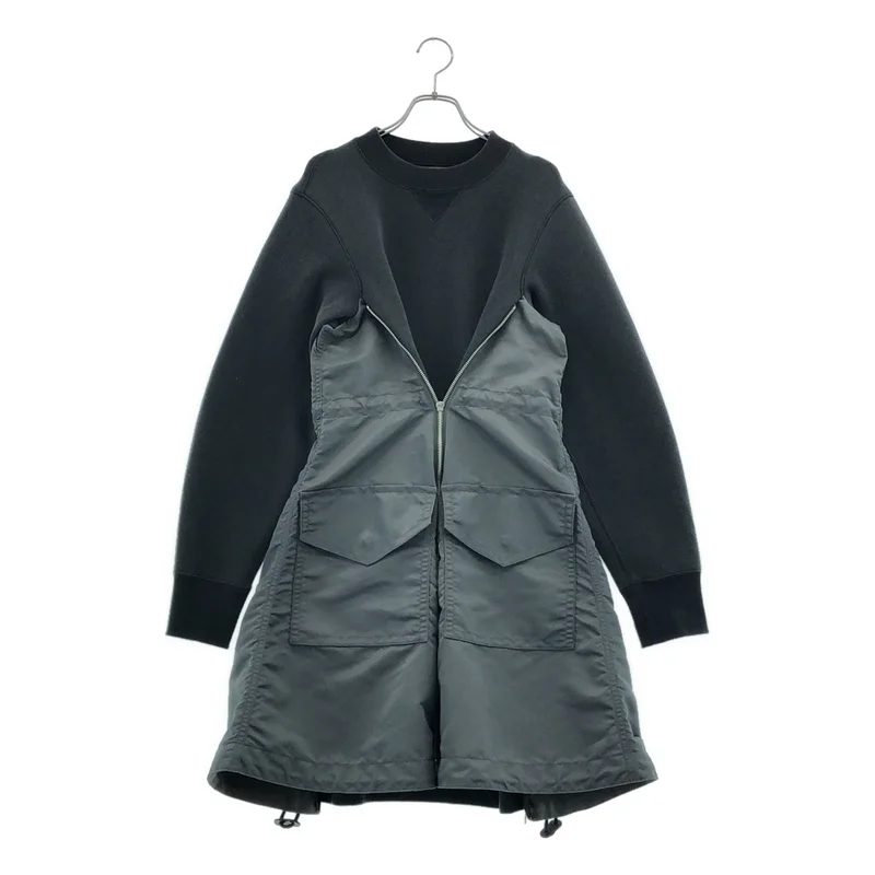 sacai / サカイ | Sponge Sweat Nylon Twill Dress スポンジ スウェット 切替 ワンピース | 3 | レディース