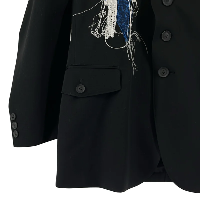 YOHJI YAMAMOTO POUR HOMME / ヨウジヤマモトプールオム | 2025AW | ウールギャバジン デッサン刺しゅう 3B テーラードジャケット | 2 | メンズ