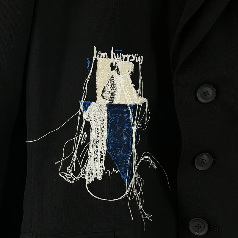 YOHJI YAMAMOTO POUR HOMME / ヨウジヤマモトプールオム | 2025AW | ウールギャバジン デッサン刺しゅう 3B テーラードジャケット | 2 | メンズ