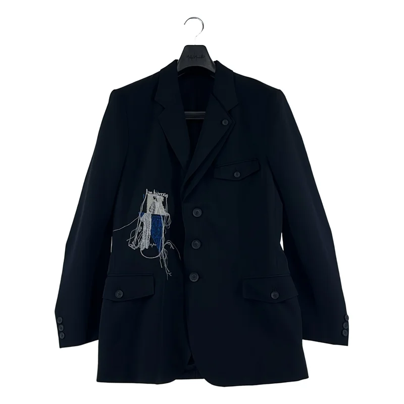 YOHJI YAMAMOTO POUR HOMME / ヨウジヤマモトプールオム | 2025AW | ウールギャバジン デッサン刺しゅう 3B テーラードジャケット | 2 | メンズ