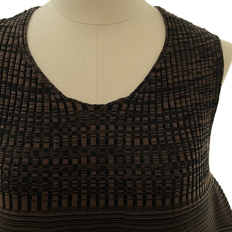 ISSEY MIYAKE / イッセイミヤケ | 2023s | LINKAGE 3Dスチーム ノースリーブ ボーダーニットワンピース | 2 | レディース