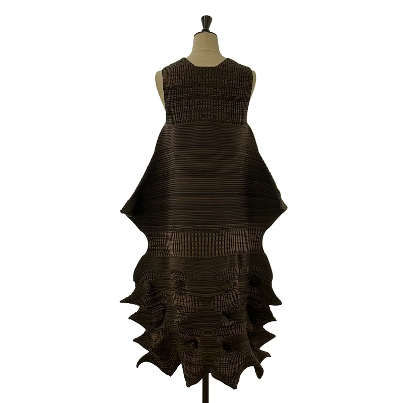 ISSEY MIYAKE / イッセイミヤケ | 2023s | LINKAGE 3Dスチーム ノースリーブ ボーダーニットワンピース | 2 | レディース
