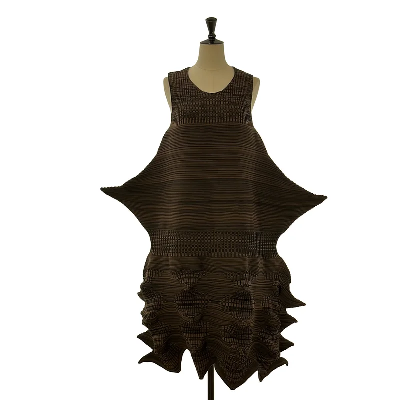 ISSEY MIYAKE / イッセイミヤケ | 2023s | LINKAGE 3Dスチーム ノースリーブ ボーダーニットワンピース | 2 | レディース