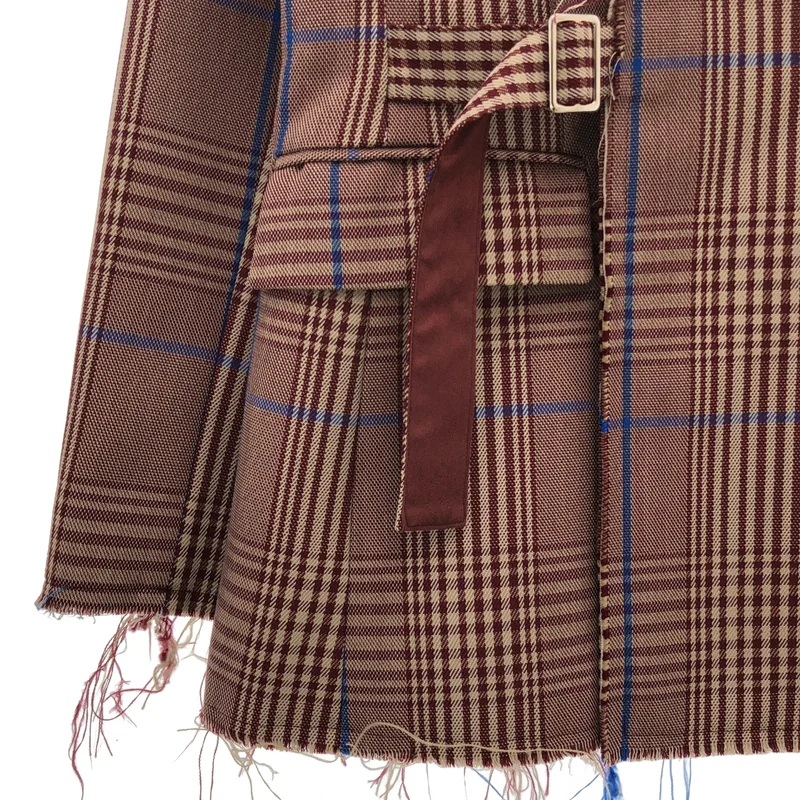 soduk / スドーク | collection003 / セットアップ / fringe finition jacket / ウール チェック フリンジ フィニシオンジャケット / cuff trousers / カフトラウザーズ パンツ |