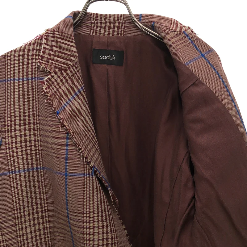 soduk / スドーク | collection003 / セットアップ / fringe finition jacket / ウール チェック フリンジ フィニシオンジャケット / cuff trousers / カフトラウザーズ パンツ |