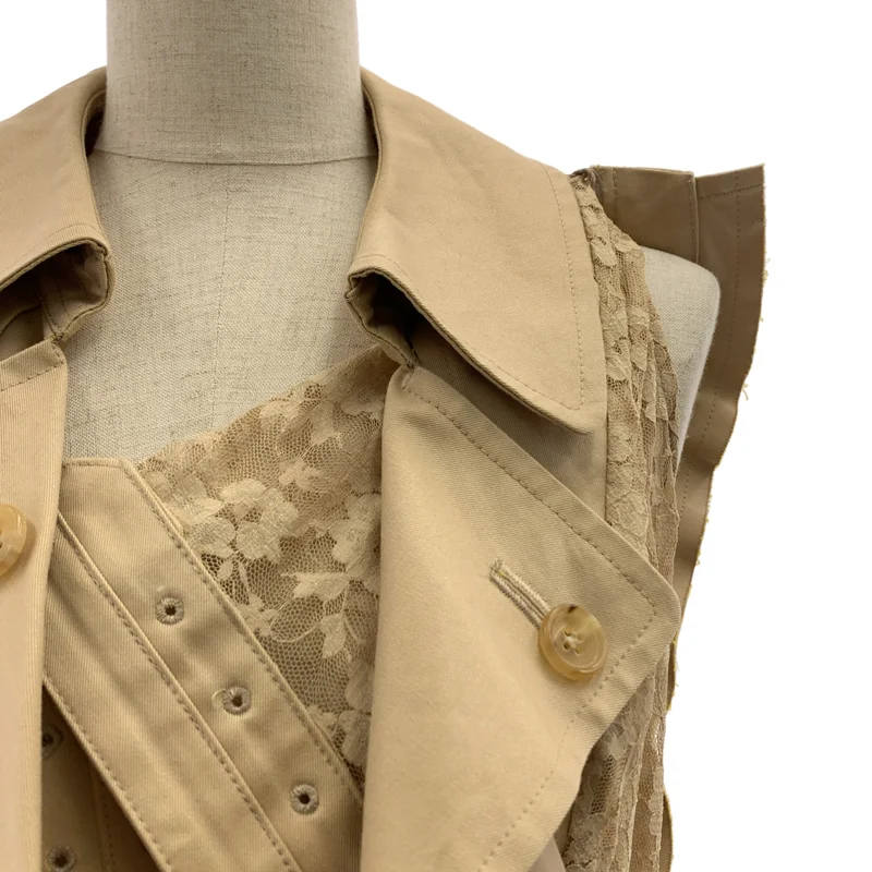 JUNYA WATANABE COMME des GARCONS / ジュンヤワタナベ | 2020SS | レース切替 ロング トレンチ ワンピース | S | レディース