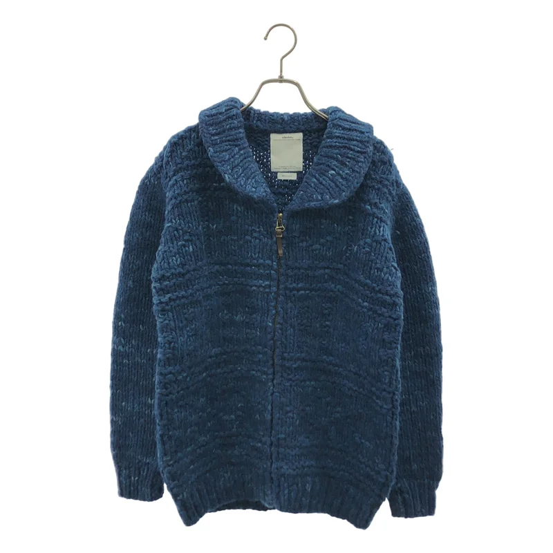 visvim / ビズビム | INDIGO COWICHAN F.Z / レザーエルボーパッチ カウチンニット ジャケット | 2 | メンズ