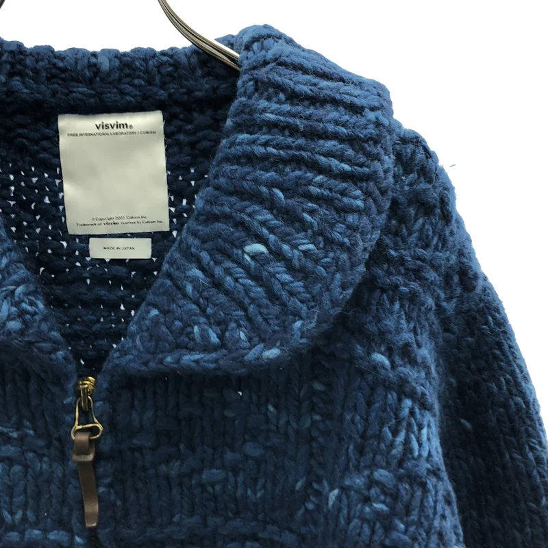 visvim / ビズビム | INDIGO COWICHAN F.Z / レザーエルボーパッチ カウチンニット ジャケット | 2 | メンズ