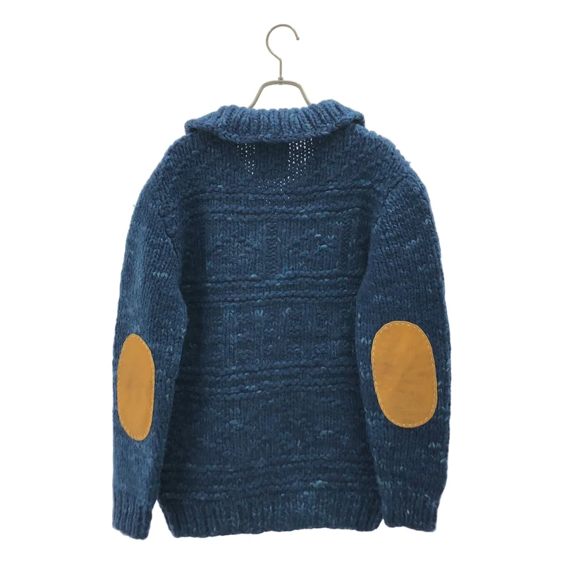 visvim / ビズビム | INDIGO COWICHAN F.Z / レザーエルボーパッチ カウチンニット ジャケット | 2 | メンズ