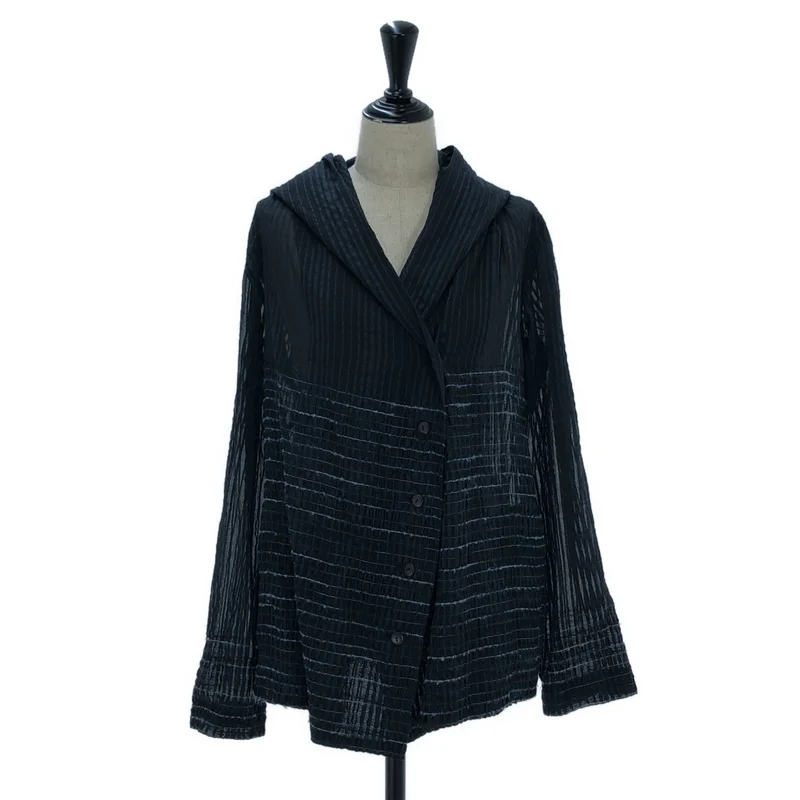 HaaT ISSEY MIYAKE / ハートイッセイミヤケ | コットン シルク ウール混 フーデッド シアーカーディガン | 3 | レディース