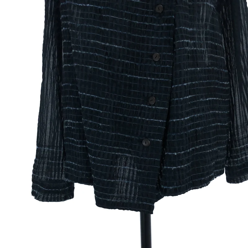 HaaT ISSEY MIYAKE / ハートイッセイミヤケ | コットン シルク ウール混 フーデッド シアーカーディガン | 3 | レディース