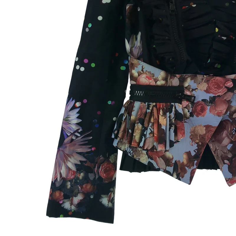 GIVENCHY / ジバンシィ | ジップ プリント切替 ギャザージャケット |