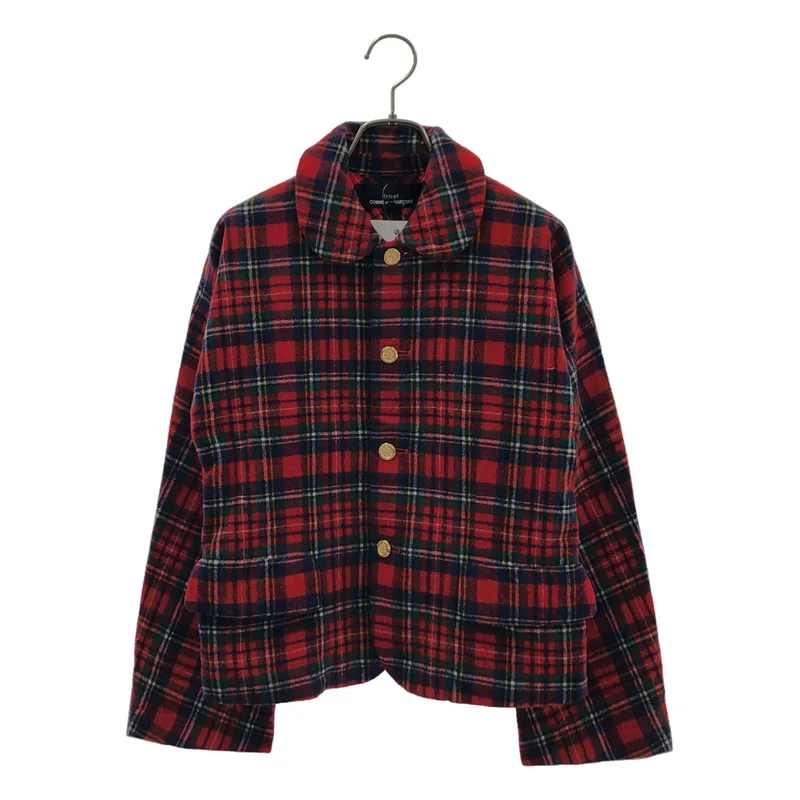 tricot COMME des GARCONS / トリココムデギャルソン | 2008AW | ウール タータンチェック 丸襟 シングルジャケット | S | レディース