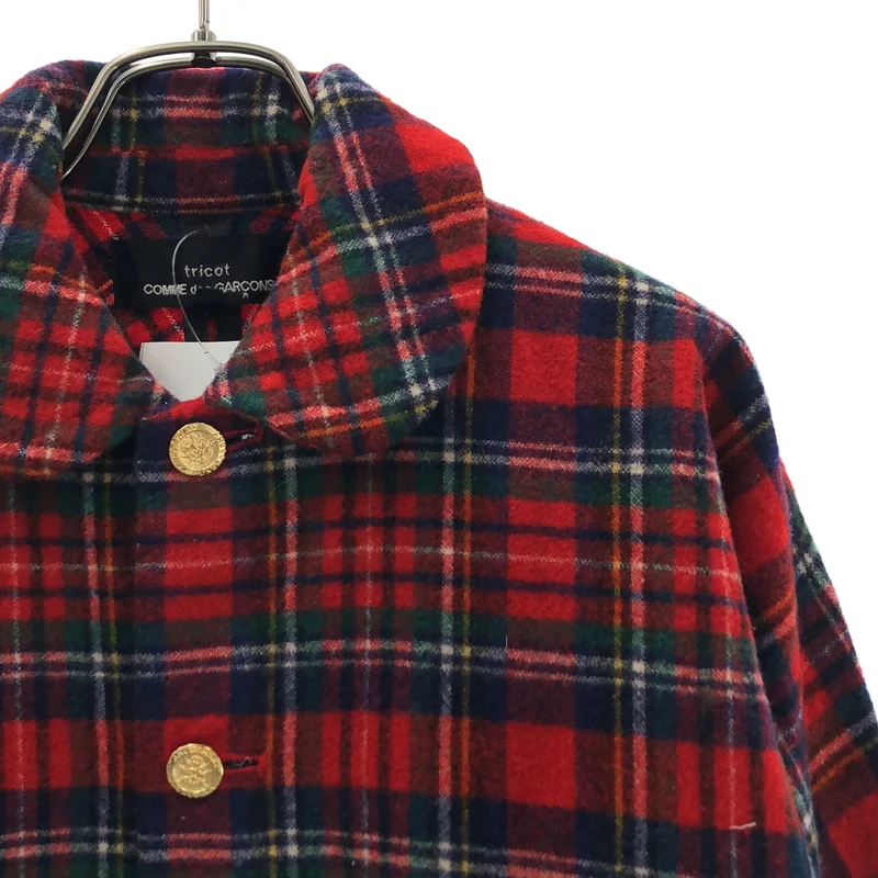 tricot COMME des GARCONS / トリココムデギャルソン | 2008AW | ウール タータンチェック 丸襟 シングルジャケット | S | レディース