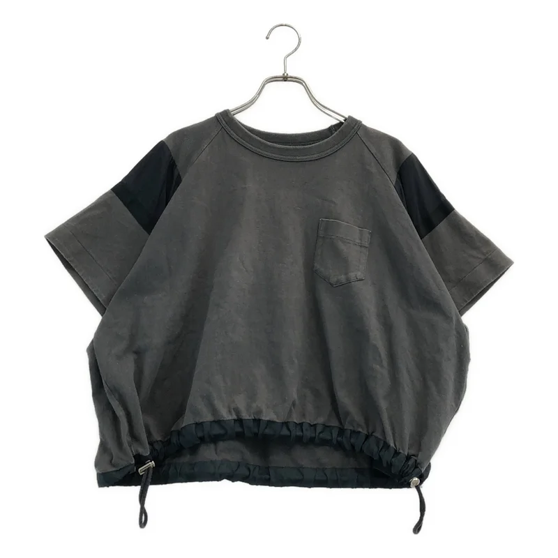 sacai / サカイ | 2023SS | 異素材切り替え ドローコード ショートTシャツ | 1 | レディース