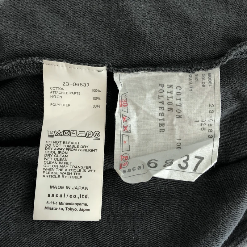 sacai / サカイ | 2023SS | 異素材切り替え ドローコード ショートTシャツ | 1 | レディース