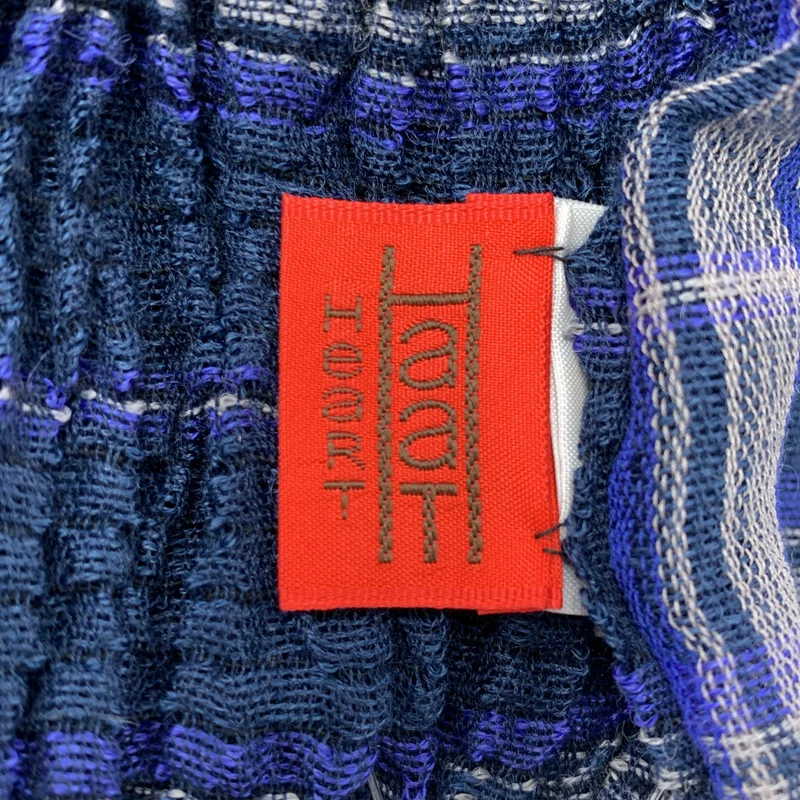 HaaT ISSEY MIYAKE / ハートイッセイミヤケ | シルク混 シャーリング チェック フリンジ 大判ストール |