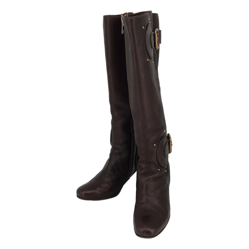 Chloe / クロエ | レザー サイドジップ ロングブーツ | 36 | レディース