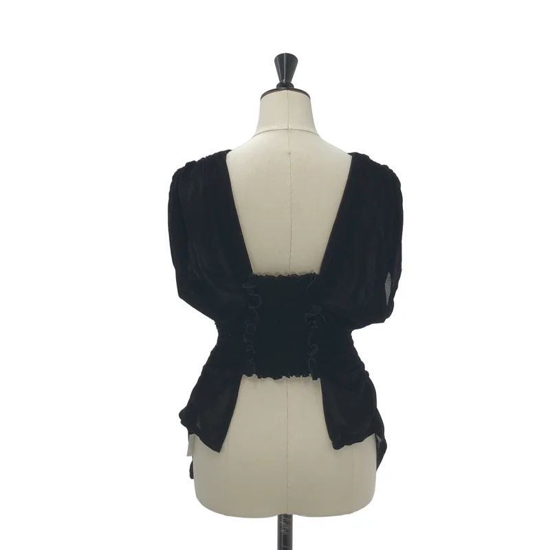 FETICO / フェティコ | 2025SS | VELVET TULLE SHIRRING TOP ベルベットチュール シャーリングトップス | 1 | レディース