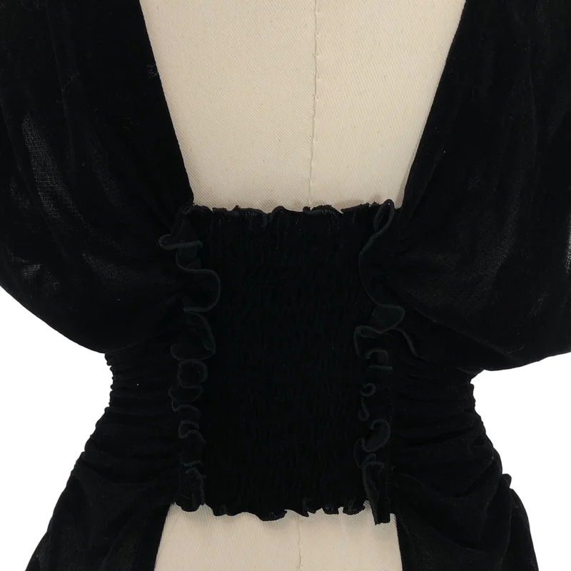 FETICO / フェティコ | 2025SS | VELVET TULLE SHIRRING TOP ベルベットチュール シャーリングトップス | 1 | レディース