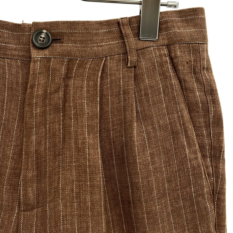 BRUNELLO CUCINELLI / ブルネロクチネリ | リネン ストライプ テーパードパンツ | 44 | メンズ