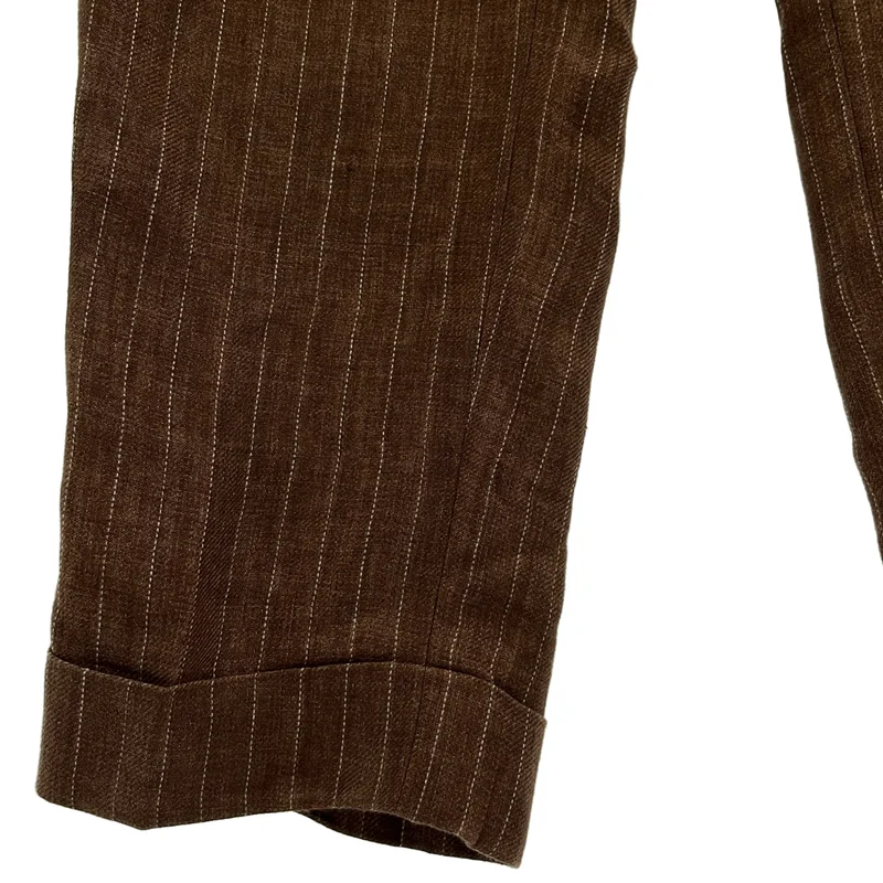 BRUNELLO CUCINELLI / ブルネロクチネリ | リネン ストライプ テーパードパンツ | 44 | メンズ