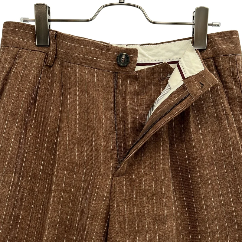 BRUNELLO CUCINELLI / ブルネロクチネリ | リネン ストライプ テーパードパンツ | 44 | メンズ