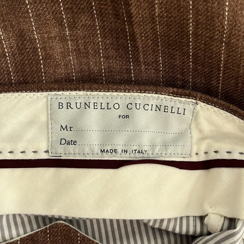 BRUNELLO CUCINELLI / ブルネロクチネリ | リネン ストライプ テーパードパンツ | 44 | メンズ