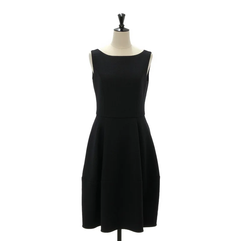 FOXEY NEW YORK / フォクシーニューヨーク | ロゴバックジップ ボリューム ドレス ワンピース / 裏地付き | 38 | レディース
