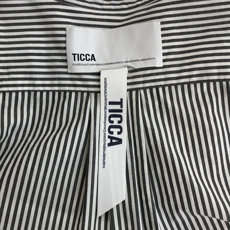 TICCA / ティッカ | ハーブ ノーカラーストライプシャツ | F | レディース