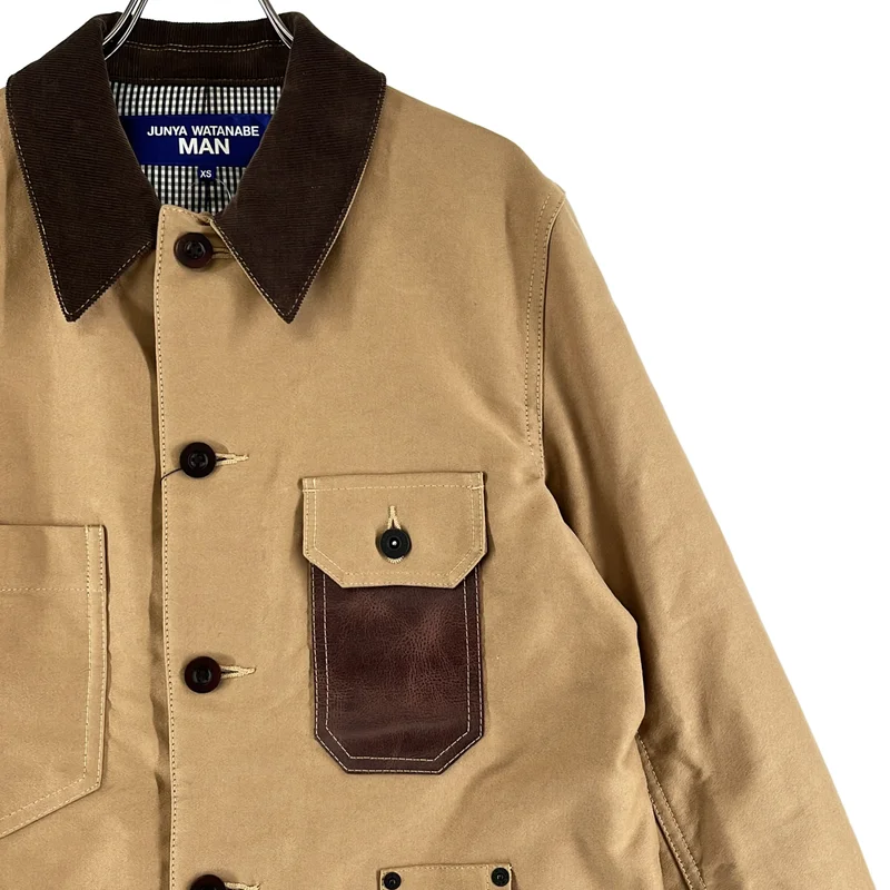 JUNYAWATANABE COMMEdesGARCONS MAN / ジュンヤワタナベマン | 2025AW | オーバーシルエット レザーポケット エルボーパッチ ワークジャケット | XS | メンズ