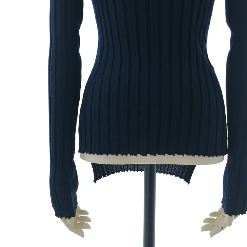 CELINE / セリーヌ | フィービー期 ウール シェイプ クルーネックリブニット | XS | レディース