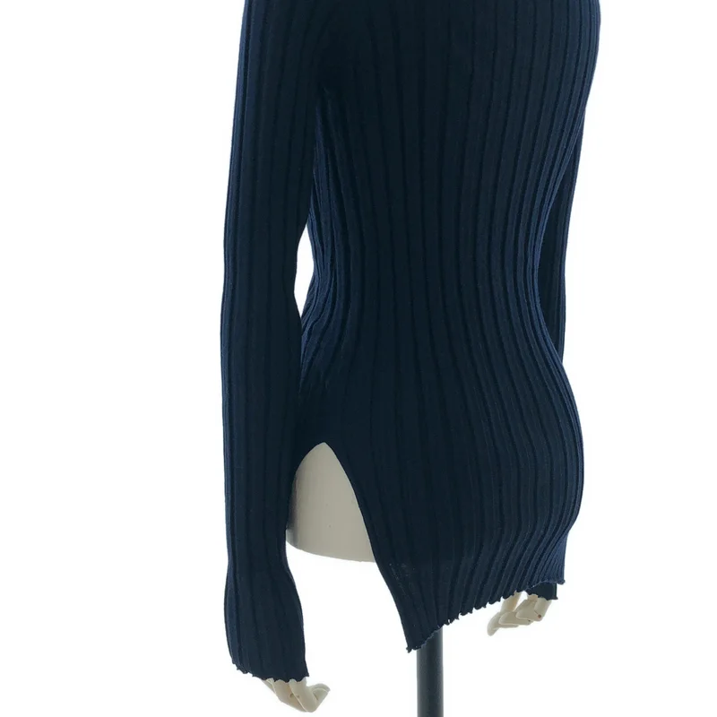 CELINE / セリーヌ | フィービー期 ウール シェイプ クルーネックリブニット | XS | レディース
