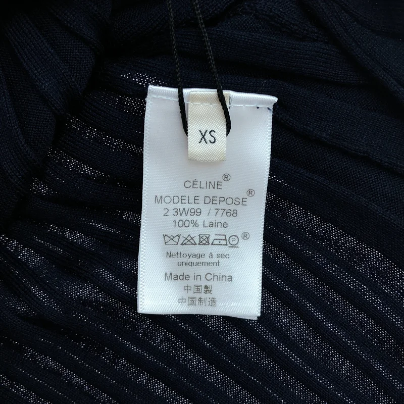 CELINE / セリーヌ | フィービー期 ウール シェイプ クルーネックリブニット | XS | レディース