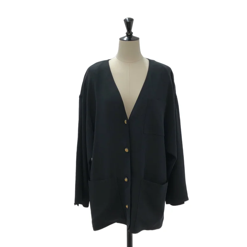 GUCCI / グッチ | 1980s | ヴィンテージ シルク インターロッキングGボタン Vネック カーディガン ジャケット | 38 | レディース