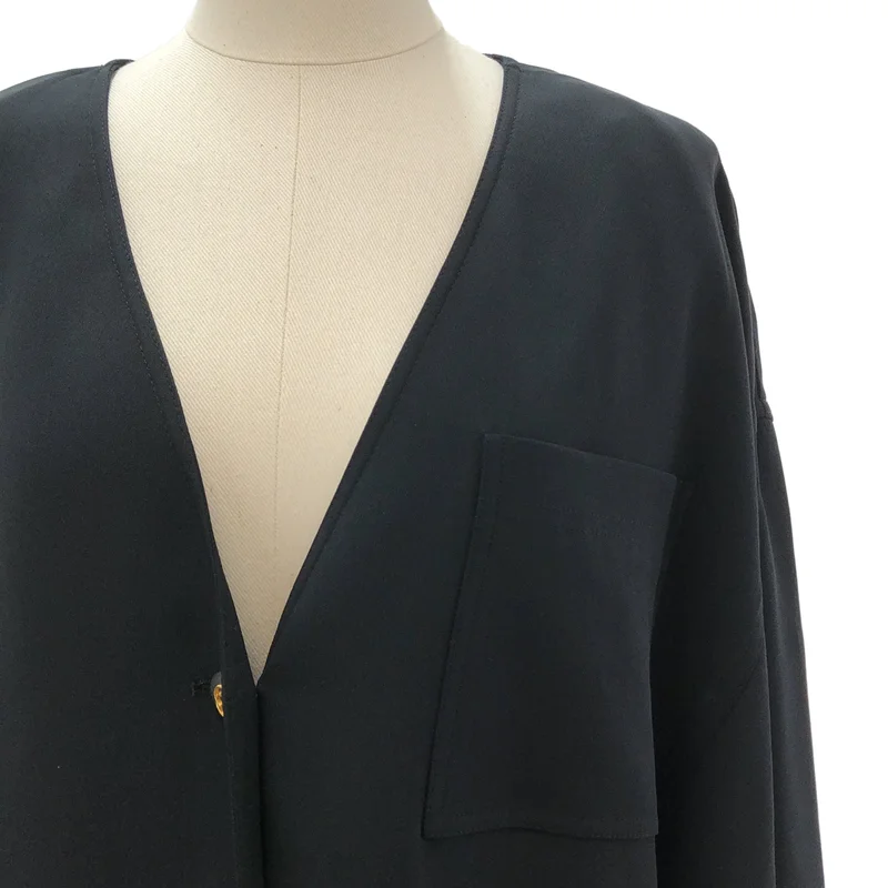 GUCCI / グッチ | 1980s | ヴィンテージ シルク インターロッキングGボタン Vネック カーディガン ジャケット | 38 | レディース