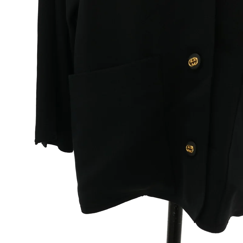 GUCCI / グッチ | 1980s | ヴィンテージ シルク インターロッキングGボタン Vネック カーディガン ジャケット | 38 | レディース