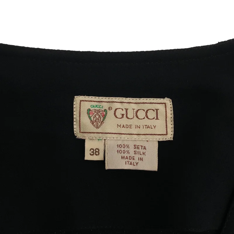 GUCCI / グッチ | 1980s | ヴィンテージ シルク インターロッキングGボタン Vネック カーディガン ジャケット | 38 | レディース