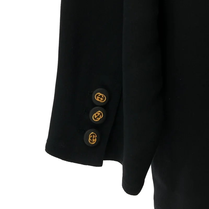 GUCCI / グッチ | 1980s | ヴィンテージ シルク インターロッキングGボタン Vネック カーディガン ジャケット | 38 | レディース