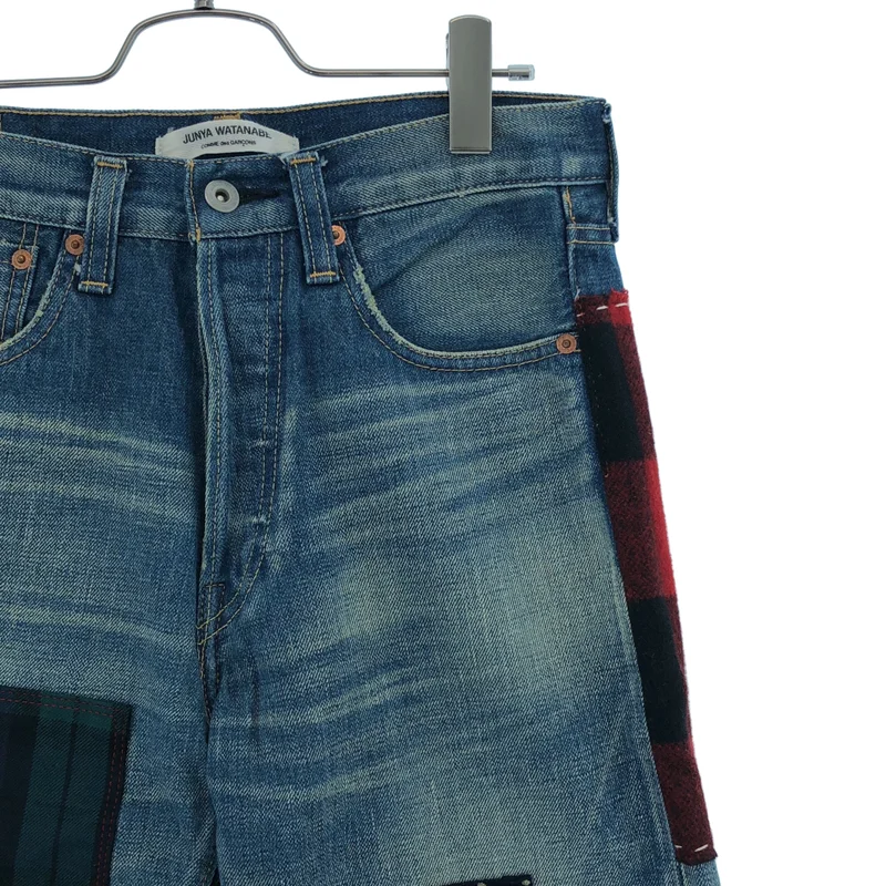 JUNYA WATANABE COMME des GARCONS / ジュンヤワタナベ | 2013AW | パッチワーク ボタンフライ デニムパンツ | XS | メンズ