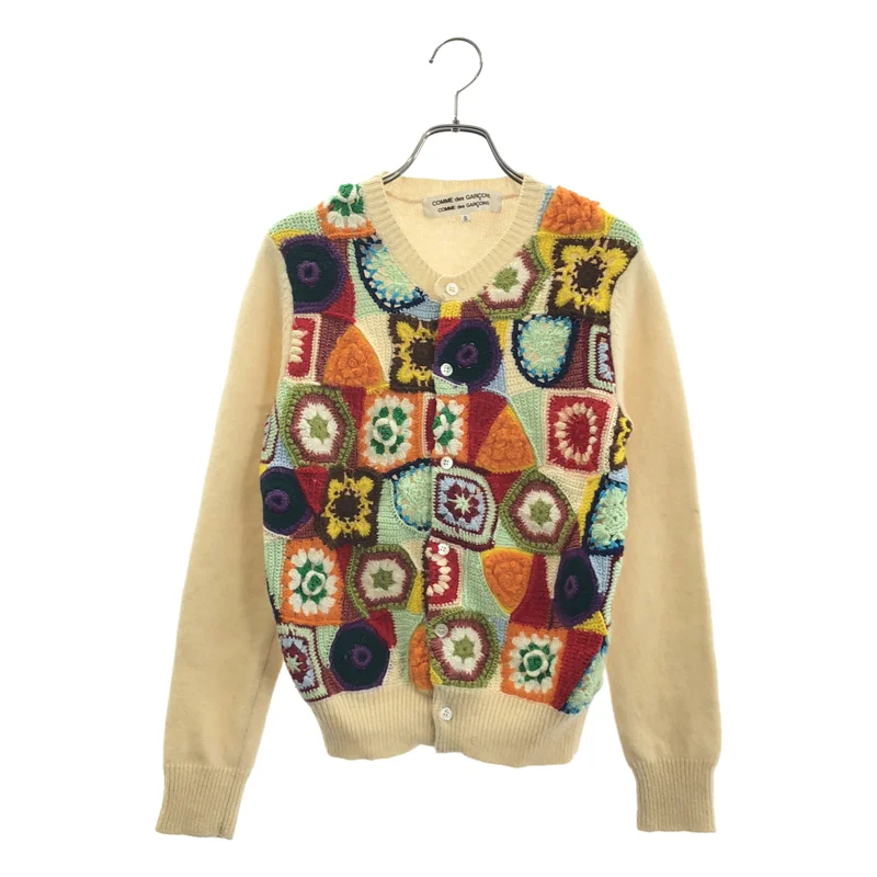 COMME des GARCONS COMME des GARCONS / コムコム | 2005AW | ウール クロシェ編み エンブロイダリー ニット カーディガン | S | レディース