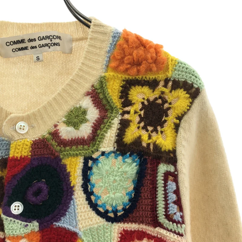 COMME des GARCONS COMME des GARCONS / コムコム | 2005AW | ウール クロシェ編み エンブロイダリー ニット カーディガン | S | レディース